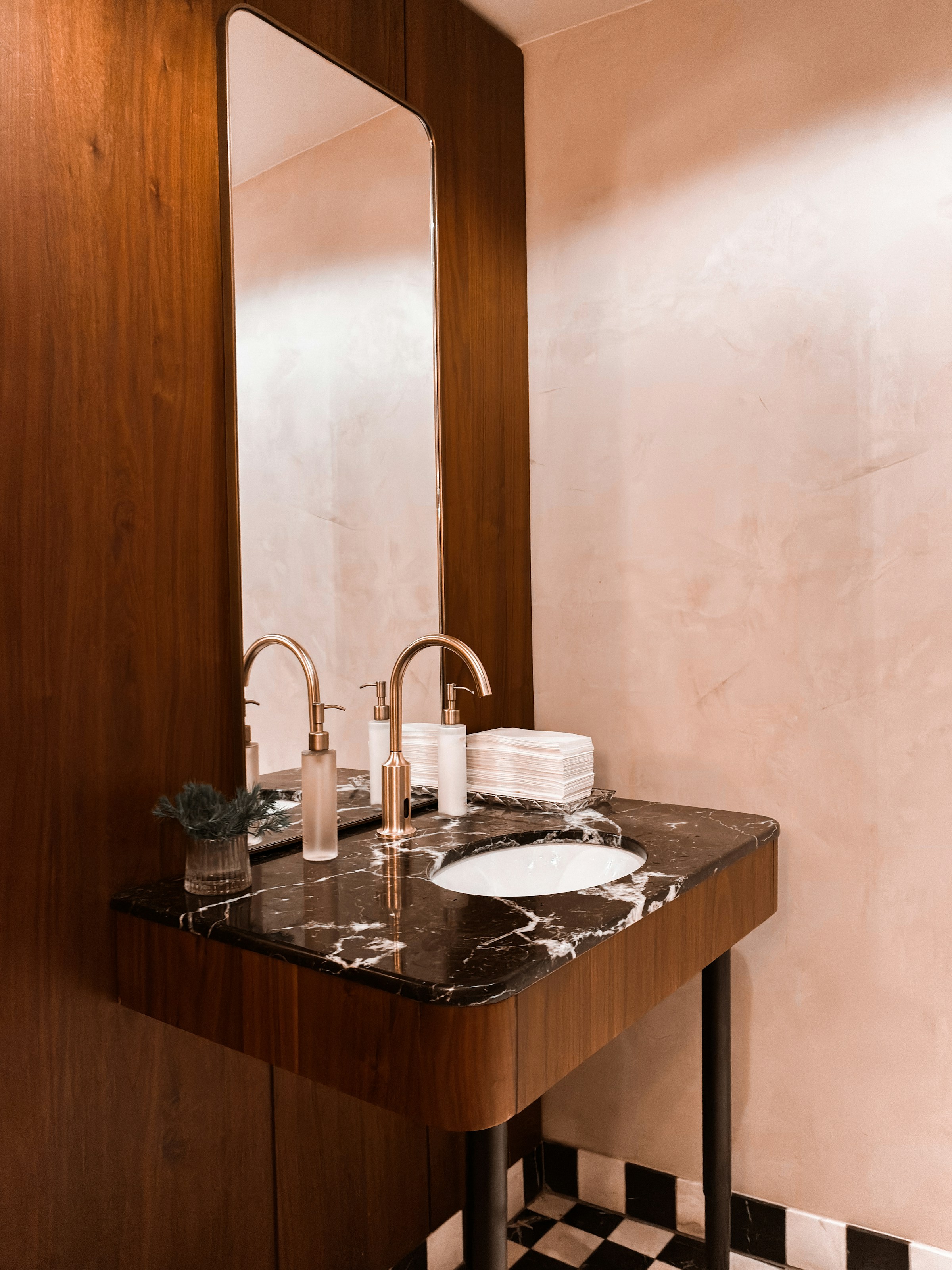 Warm timber vanity detail